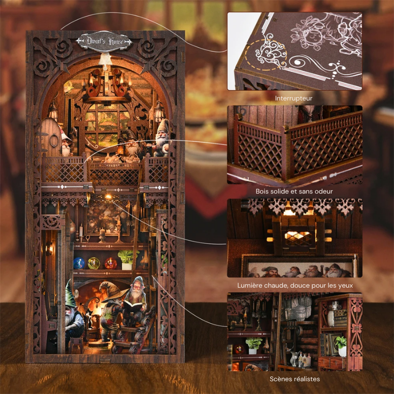 Le Refuge des Nains Joyeux – Book Nook Kit miniature