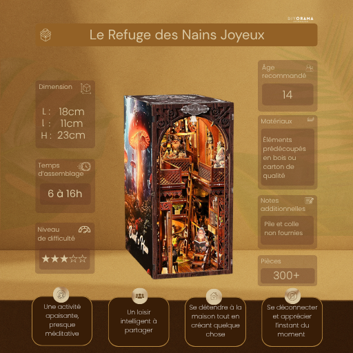 Le Refuge des Nains Joyeux – Book Nook Kit miniature