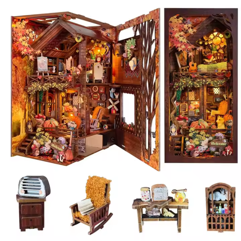 Le refuge Automnal – Book Nook Kit miniature