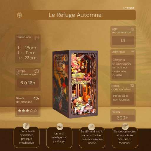 Le refuge Automnal – Book Nook Kit miniature