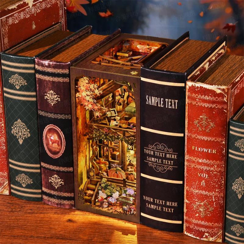 Le refuge Automnal – Book Nook Kit miniature