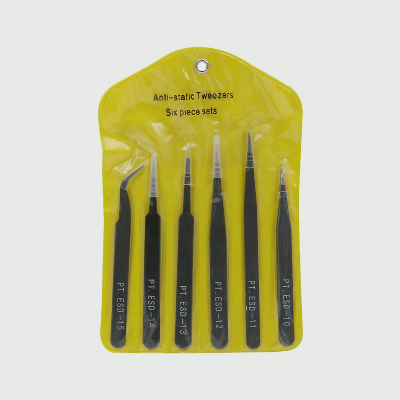 6pcs anti-static stainless steel tweezers set repair repair tool set anti-static hand tool set for model making