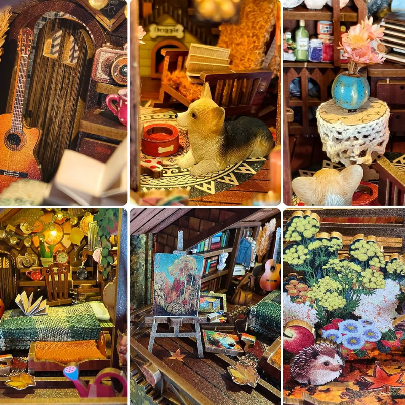 Le refuge Automnal – Book Nook Kit miniature