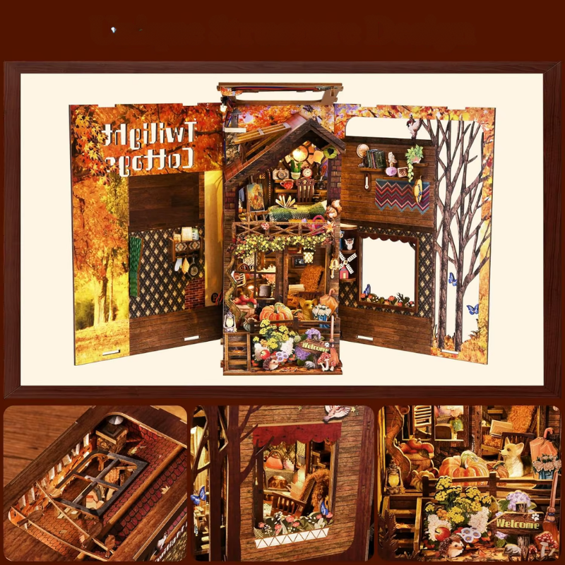 Le refuge Automnal – Book Nook Kit miniature